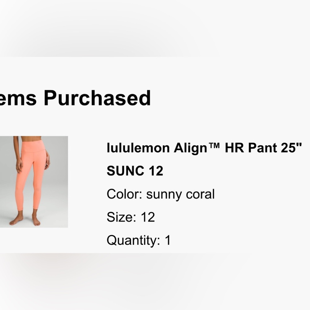 Lululemon Align High-Rise Pant 25" Sunny Coral, size 12